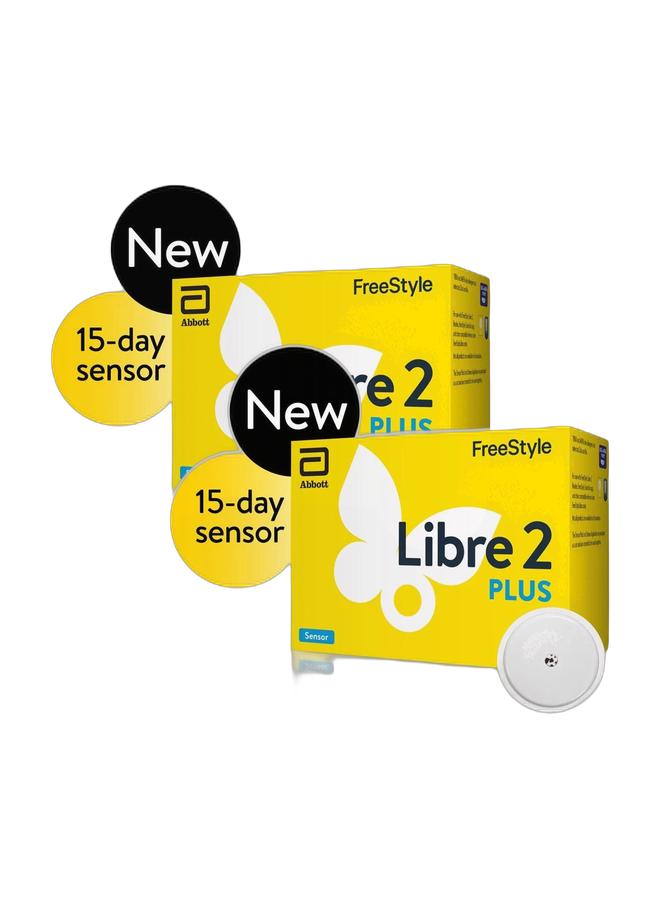 FreeStyle Libre Libre 2 Plus – Advanced 15-Day Continuous Glucose Monitoring Sensor for Real-Time, Pain-Free Glucose Tracking and Diabetes Management (Pack of 2) - Image 1