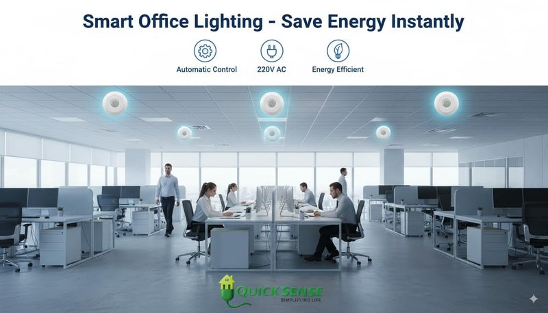 Quick Sense QS-08 | 360° Ceiling PIR Motion Sensor | Ultra Slim 1-Inch Profile | Adjustable Light Sensor & Timer | Indoor Use | Energy Saving Detector | Pack of 1 - Image 3