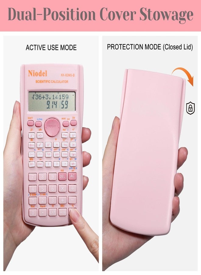 Niodel Scientific Calculator, 2 Line Cute Scientific Math Calculator Function Calculator for Students Algebra Geometry Basic Caculator for Middle and High School Students College School Supplies (Pink) - Image 5