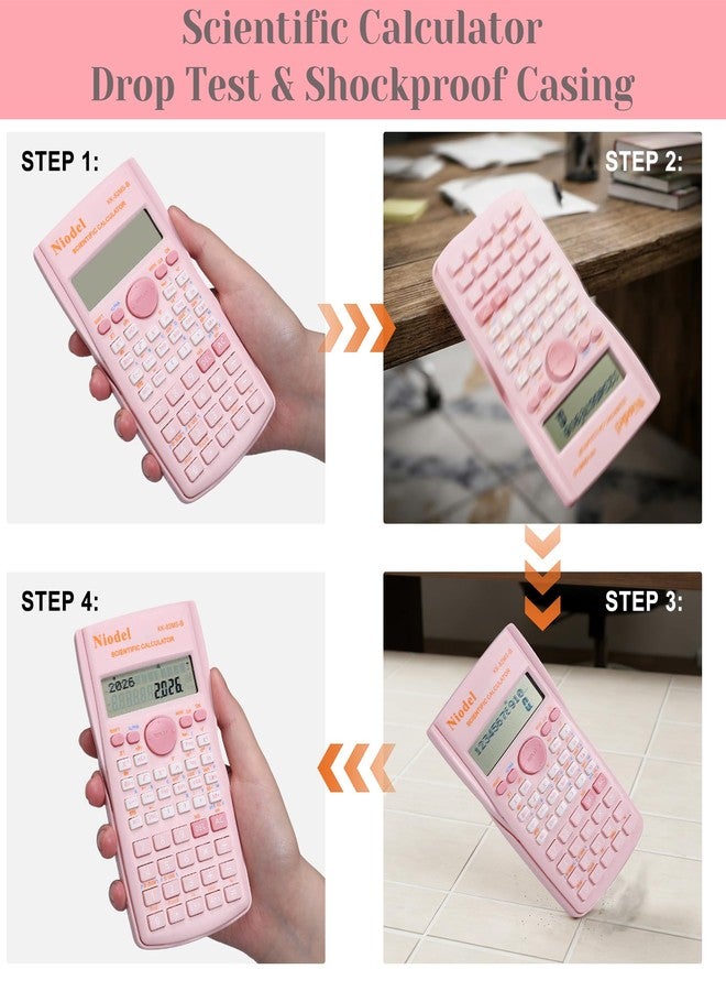 Niodel Scientific Calculator, 2 Line Cute Scientific Math Calculator Function Calculator for Students Algebra Geometry Basic Caculator for Middle and High School Students College School Supplies (Pink) - Image 4