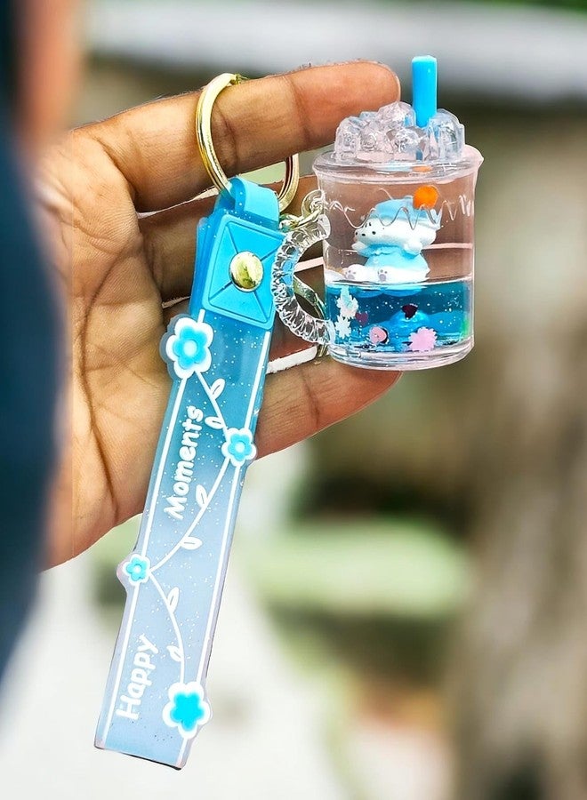Tera13 TERA 13 Sipper Shape Keychain, 1 Pcs Water Glitter Keychain For Girls, Cartoon Keyring, Multicolour, Free Size, Lightweight, Perfect For Keys, Backpacks, Handbags, School Bags, Kids & Adults - Image 1