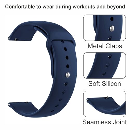 EDNITA 19mm Smart Watch Band Strap with Metal Button Compatible with Noise Colorfit Pro 2/Oxy/Pulse/Beat/Boat Storm Smart Watches & Watches with 19mm Lugs - Navy Blue - Pack of 1 - Image 5
