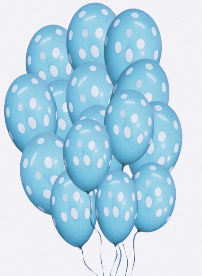 DUL DUL Sky Blue Polka Dot Balloons Pack of 60 Pcs - Party Balloons - 12 Inch Latex Sky Blue Polka Balloons for Birthday Decoration/Party,Balloon (SKY BLUE POLKA DOT, 40) - Image 1