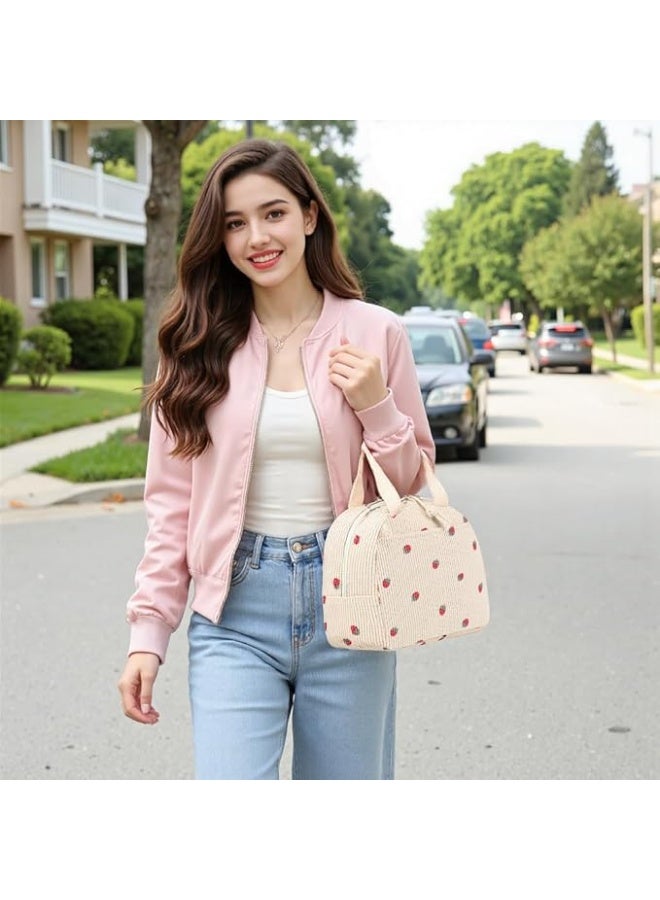 Nadrab Stylish Reusable Corduroy Lunch Bag for Men and Women - Large Capacity Insulated Cooler Tote for Work, Picnics, or Travel - Image 2