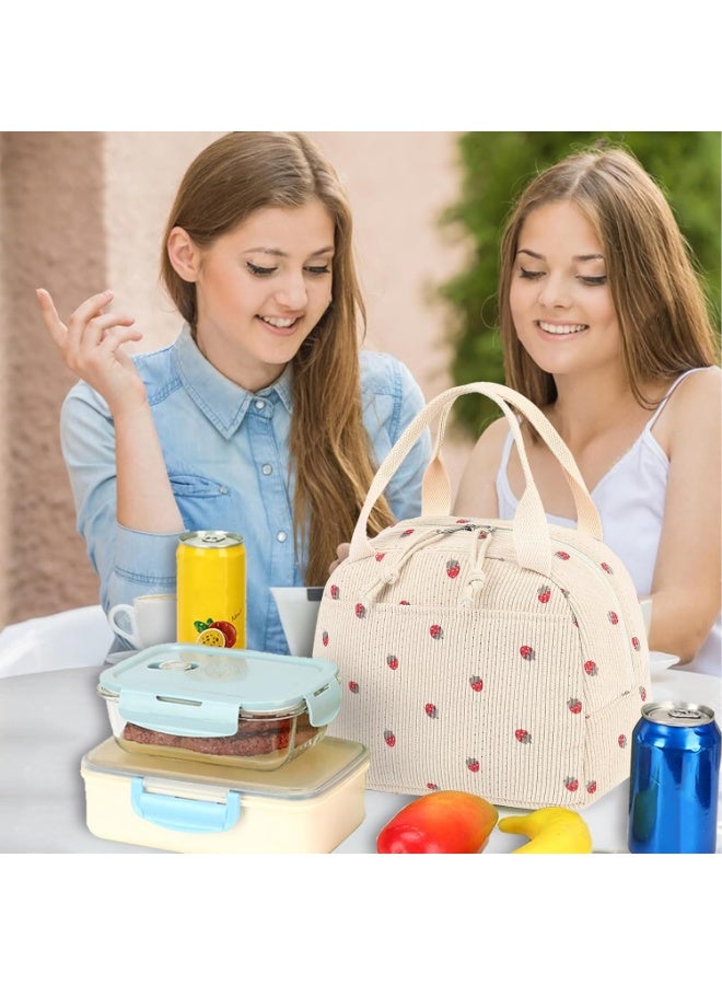 Nadrab Stylish Reusable Corduroy Lunch Bag for Men and Women - Large Capacity Insulated Cooler Tote for Work, Picnics, or Travel - Image 5