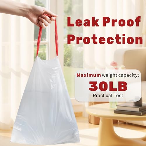 FIXSMITH 13 Gallon Trash Bags Drawstring, 20 Count Garbage Bags 13 Gallon Tall Kitchen,Heavy Duty Trash Bags for Bathroom, Outdoor, Waste Basket and Car, Unscented White Bathroom Garbage bag - Image 5