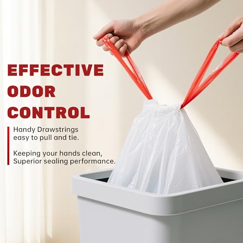 FIXSMITH 13 Gallon Trash Bags Drawstring, 20 Count Garbage Bags 13 Gallon Tall Kitchen,Heavy Duty Trash Bags for Bathroom, Outdoor, Waste Basket and Car, Unscented White Bathroom Garbage bag - Image 4