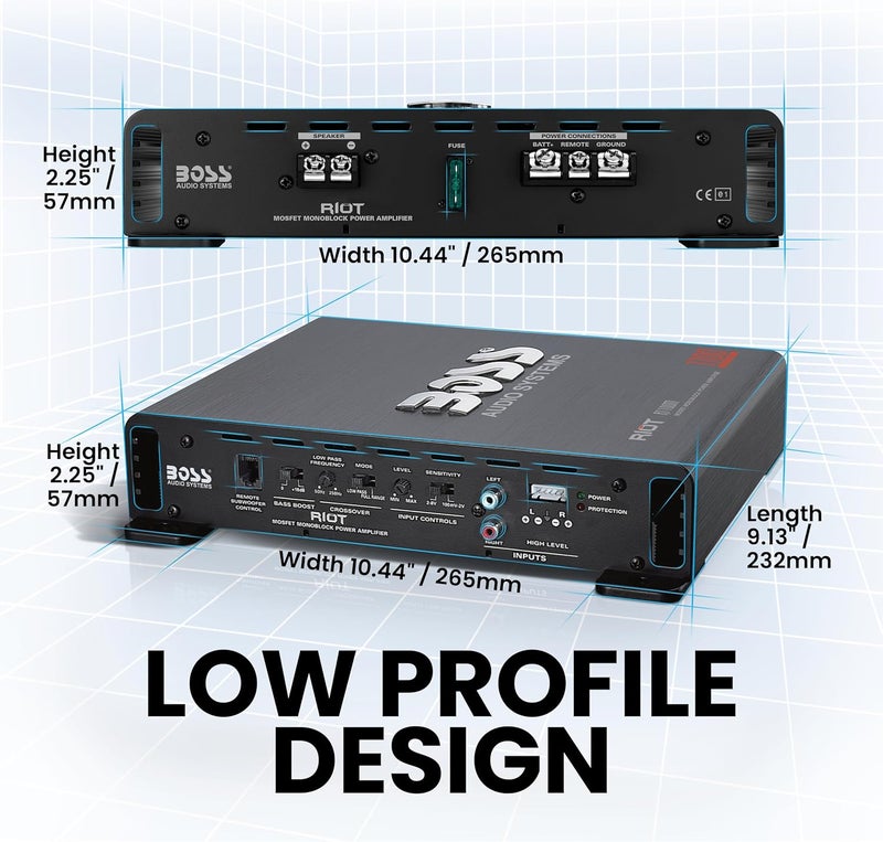 BOSS Audio Systems R1100M Monoblock Car Amplifier - 1100 Watt, 2/4 Ohm Stable, Class A/B - Image 2