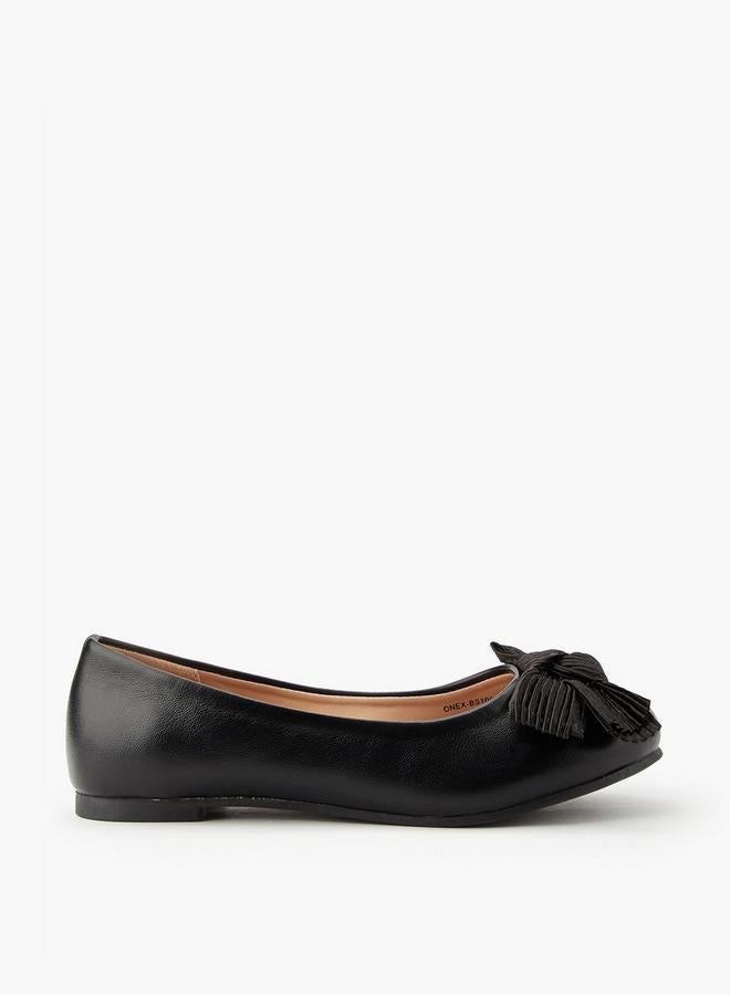 Little Missy Girls Bow Detail Ballerina Shoes - Image 1