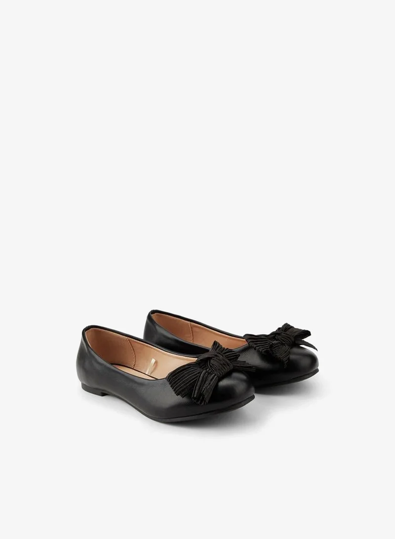 Little Missy Girls Bow Detail Ballerina Shoes
