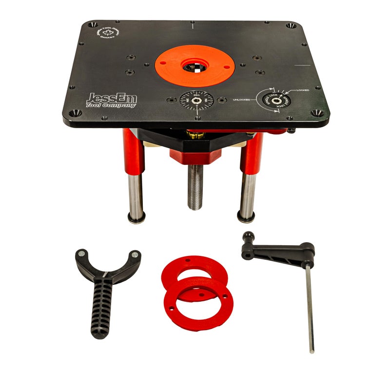 JessEm 02120 MastRLift II Universal Router Lift Precision Router Table Lift with BuiltIn Locking System Fits Most Fixed Base Routers Smooth Height Adjustment for Woodworking