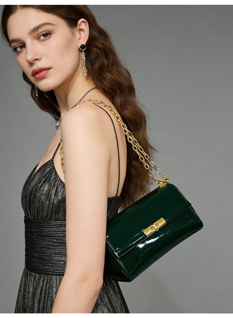 دي آند جي Patent Leather Mini Shoulder Bag - Gold Chain Twist Lock, Elegant Clutch Crossbody, Gift-Ready - Image 4