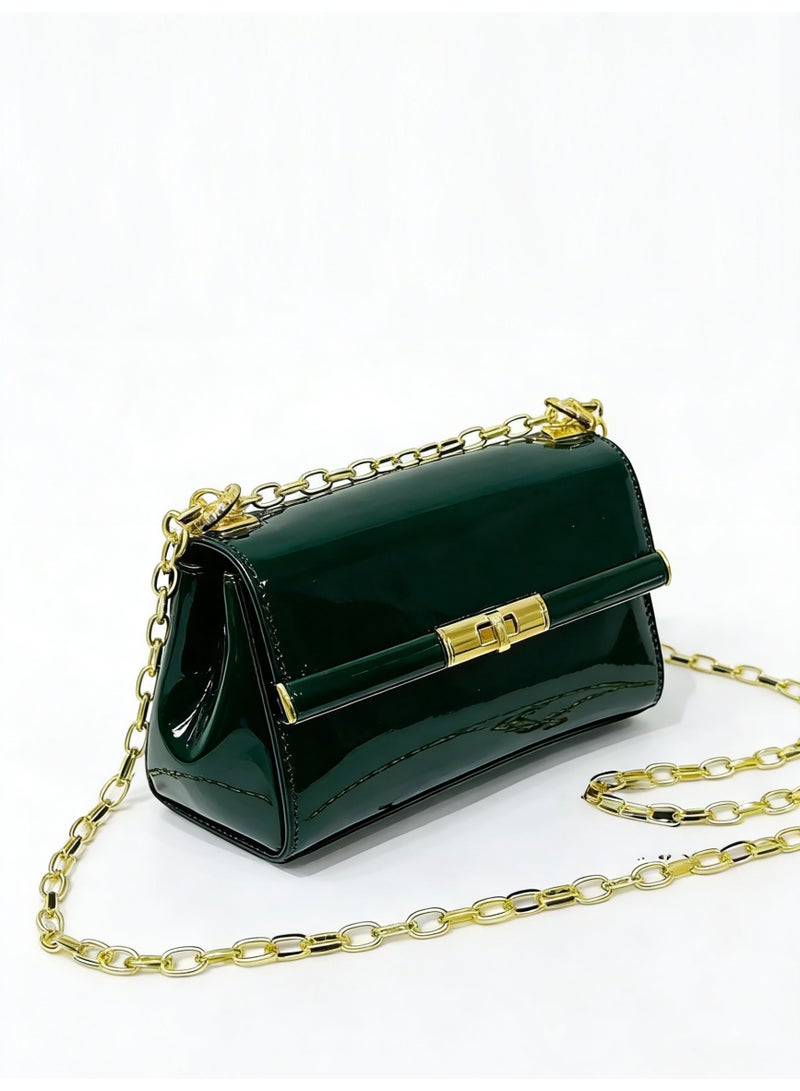 دي آند جي Patent Leather Mini Shoulder Bag - Gold Chain Twist Lock, Elegant Clutch Crossbody, Gift-Ready - Image 3