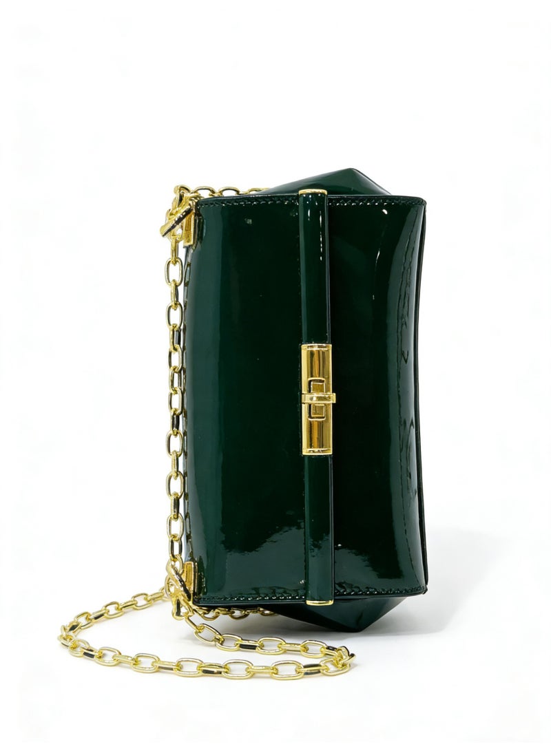 دي آند جي Patent Leather Mini Shoulder Bag - Gold Chain Twist Lock, Elegant Clutch Crossbody, Gift-Ready - Image 5