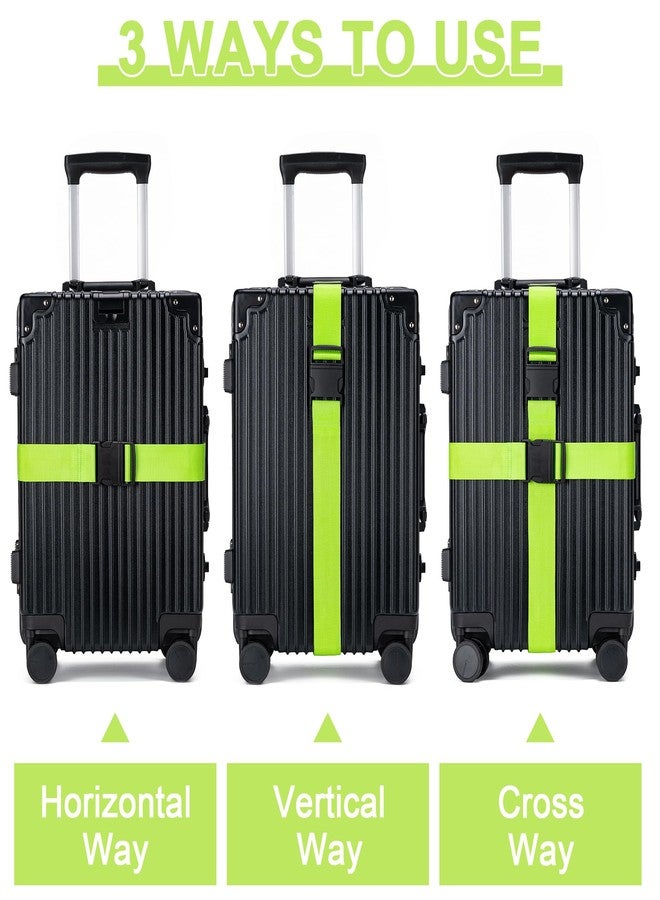 هوويينا أحزمة أمتعة للحقائب، عبوة من 4 قطع، مستلزمات سفر معتمدة من إدارة أمن النقل الأمريكية، حزام أمتعة لإغلاق حقائب السفر والحقائب الأخرى ولتسهيل التعرف عليها، إكسسوارات سفر للسلامة والراحة (أخضر) - Image 3