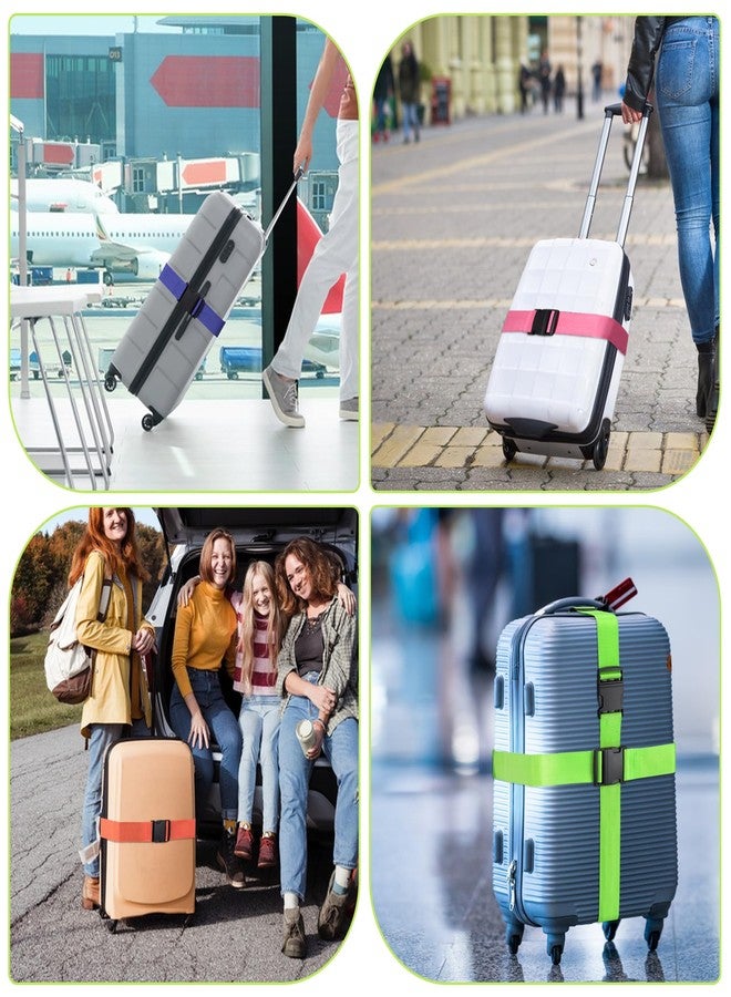 هوويينا أحزمة أمتعة للحقائب، عبوة من 4 قطع، مستلزمات سفر معتمدة من إدارة أمن النقل الأمريكية، حزام أمتعة لإغلاق حقائب السفر والحقائب الأخرى ولتسهيل التعرف عليها، إكسسوارات سفر للسلامة والراحة (أخضر) - Image 4