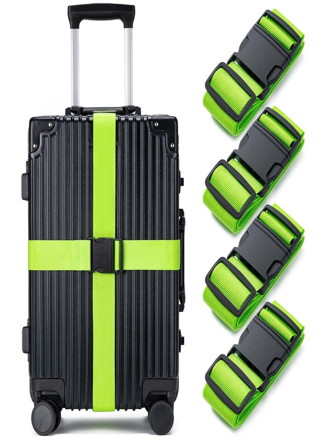 هوويينا أحزمة أمتعة للحقائب، عبوة من 4 قطع، مستلزمات سفر معتمدة من إدارة أمن النقل الأمريكية، حزام أمتعة لإغلاق حقائب السفر والحقائب الأخرى ولتسهيل التعرف عليها، إكسسوارات سفر للسلامة والراحة (أخضر) - Image 1