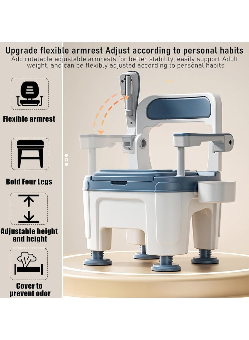 Toilet Chair, Disability Commode Wide Commode Toilet Bedside Commodes, Drop Arm Bedside Commodes Chair with Padded Seat Backrest Up to 880 Lbs, Commode Chairs for Seniors Disabilities