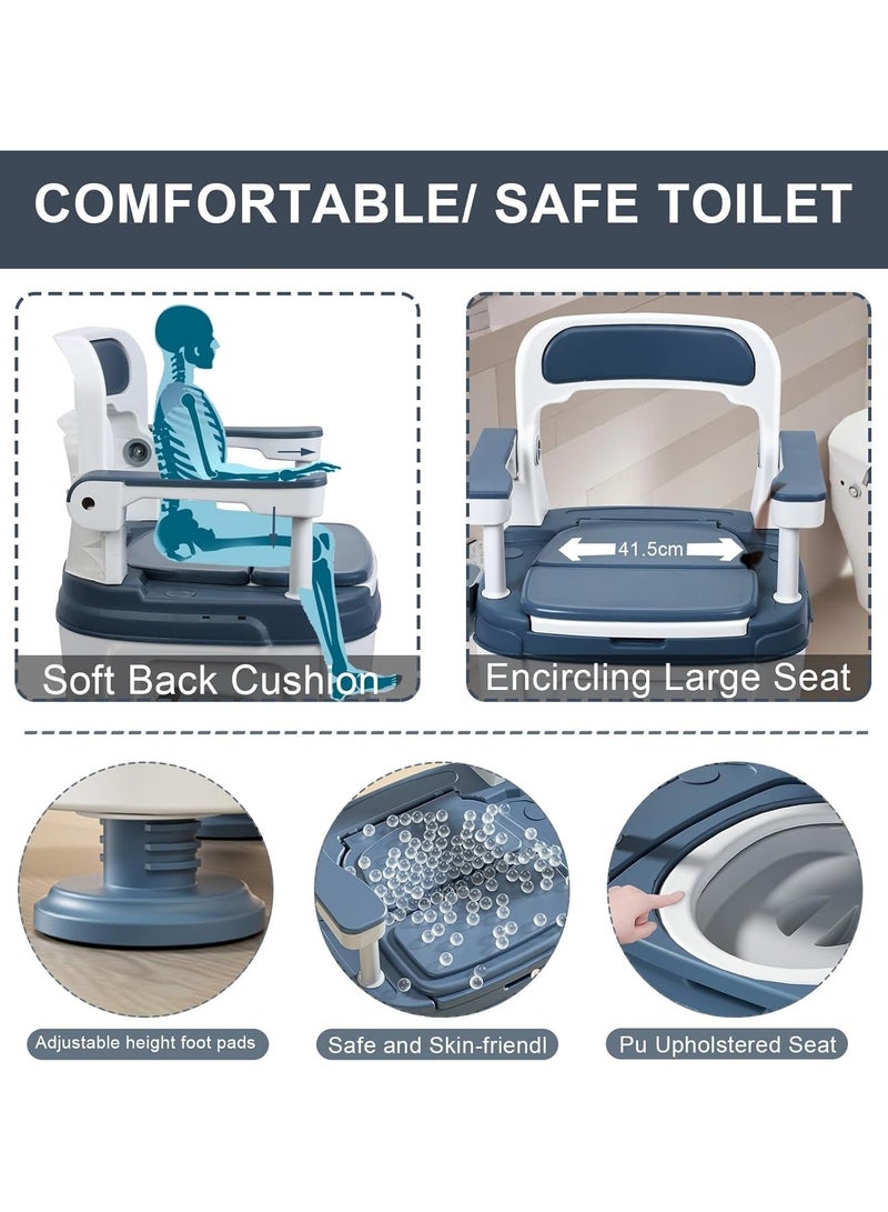 Toilet Chair, Disability Commode Wide Commode Toilet Bedside Commodes, Drop Arm Bedside Commodes Chair with Padded Seat Backrest Up to 880 Lbs, Commode Chairs for Seniors Disabilities