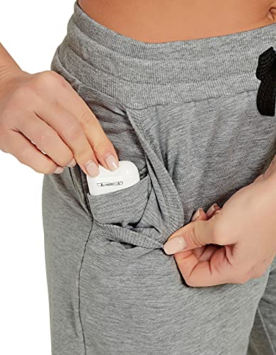 SPECIALMAGIC Women Capri Pants Cotton Yoga Wide Leg Pajama Pants Capris Sweatpants Sports Heather Grey Medium - Image 3