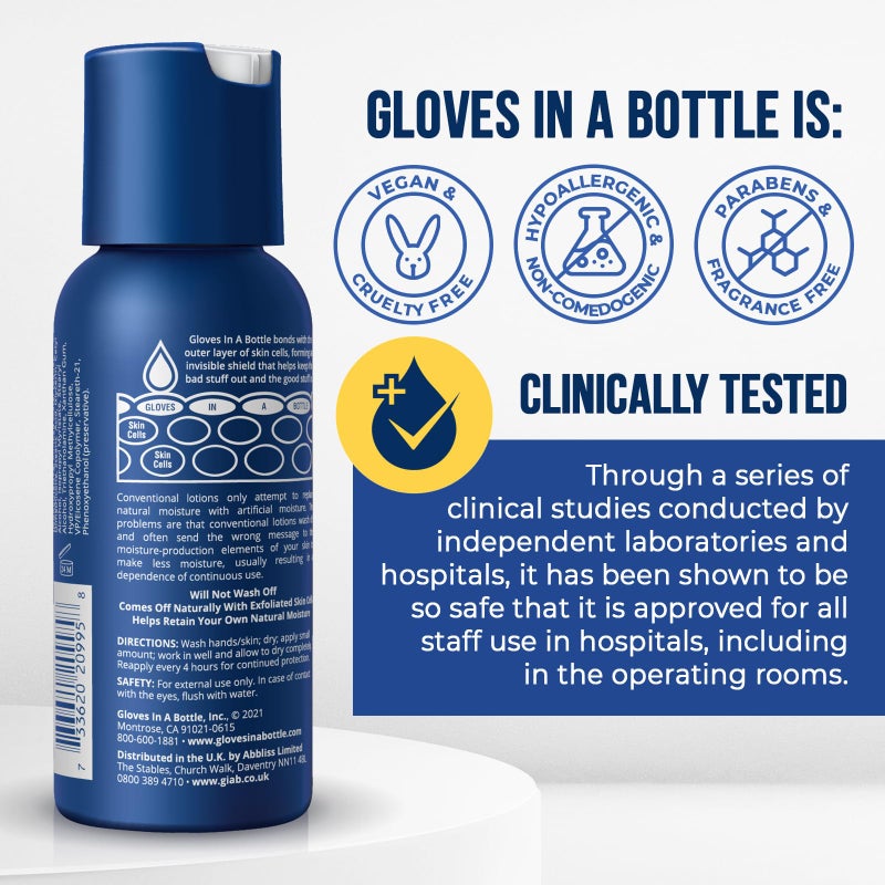 Gloves In A Bottle Shielding Lotion 3.4oz/100ml Tube + 2oz Combo - Second Skin for Hands & Body - Image 5