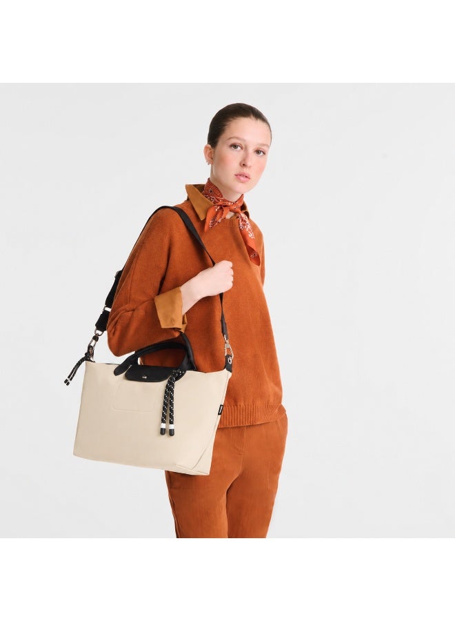 Longchamp Energy Large Crossbody Tote Bag - Cream Beige/Black - Image 2
