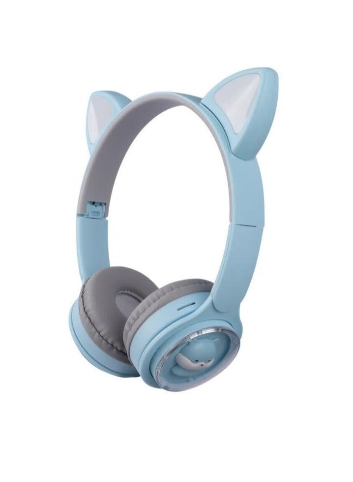 M31 Bluetooth Headphones High-quality stereo sound with RGB lighting - supports TF card and FM radio - foldable comfortable for extended use - Baby Blue - Image 1