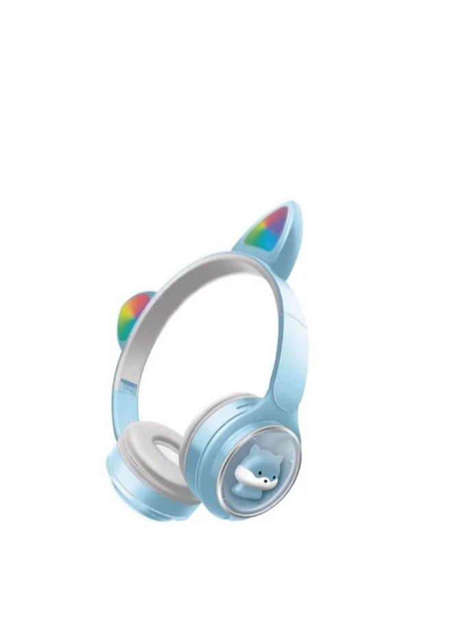 M31 Bluetooth Headphones High-quality stereo sound with RGB lighting - supports TF card and FM radio - foldable comfortable for extended use - Baby Blue - Image 2