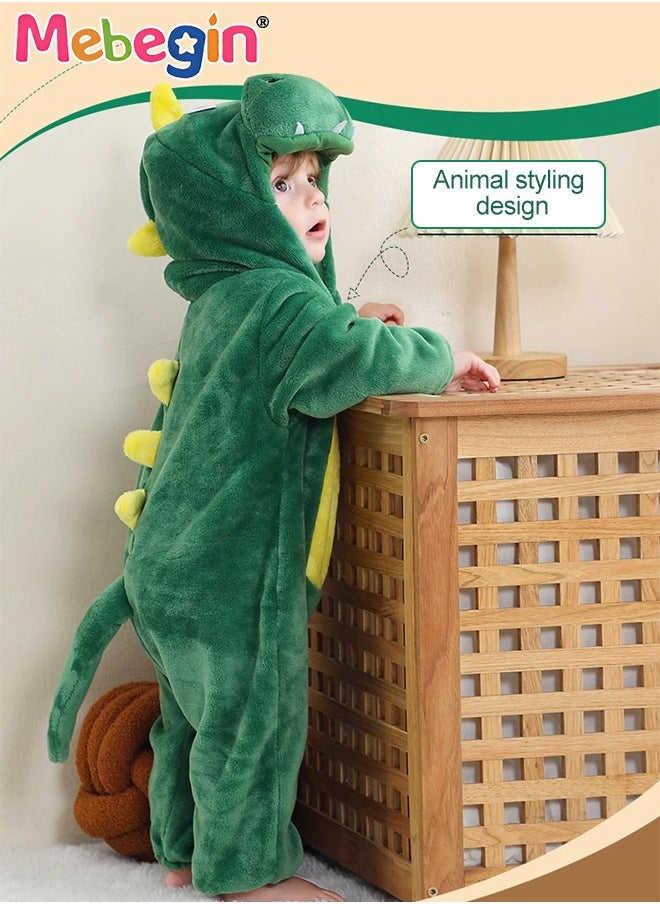 MEBEGIN Baby Dinosaur Costume, Unisex Hooded Jumpsuit, Soft One Piece Loungewear for Infants, Warm Outfit with Adorable Animal Design, Baby Winter Outdoor Coat, Toddler Warm Sleeping Bag, Children's Photography Props, Creative Photoshoot Outfits  - Image 4