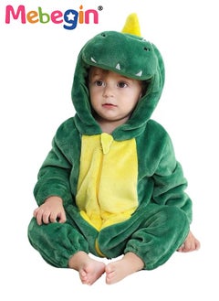MEBEGIN Baby Dinosaur Costume, Unisex Hooded Jumpsuit, Soft One Piece Loungewear for Infants, Warm Outfit with Adorable Animal Design, Baby Winter Outdoor Coat, Toddler Warm Sleeping Bag, Children's Photography Props, Creative Photoshoot Outfits  - Image 2