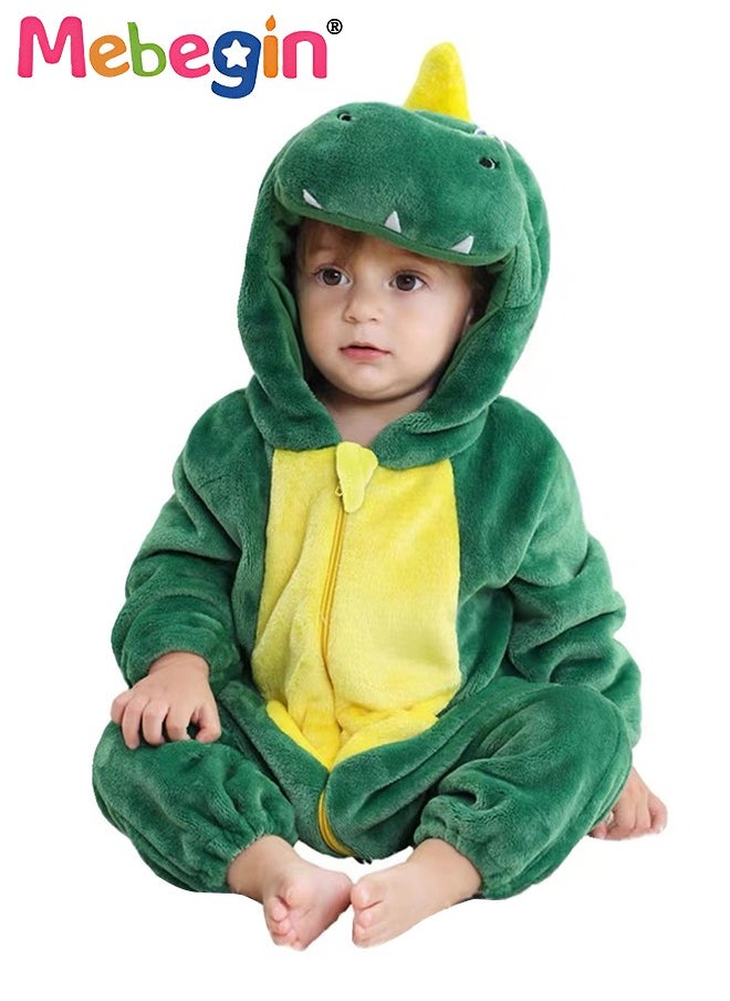 MEBEGIN Baby Dinosaur Costume, Unisex Hooded Jumpsuit, Soft One Piece Loungewear for Infants, Warm Outfit with Adorable Animal Design, Baby Winter Outdoor Coat, Toddler Warm Sleeping Bag, Children's Photography Props, Creative Photoshoot Outfits  - Image 2