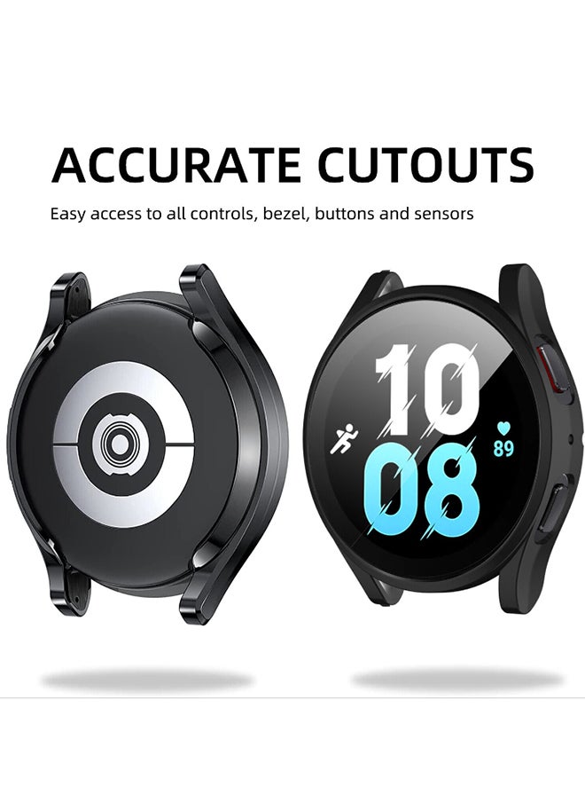 S-Color Samsung Galaxy Watch 5 44mm Case Cover Soft TPU Frame Protector Shockproof Full Protective Bumper Accessories for Men Women Black  - Image 4
