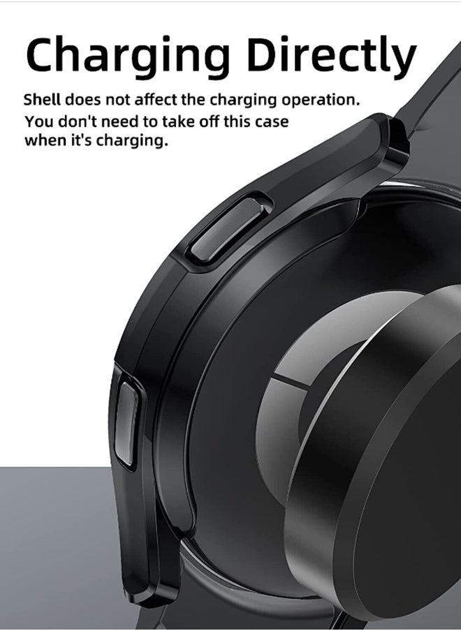 S-Color Samsung Galaxy Watch 5 44mm Case Cover Soft TPU Frame Protector Shockproof Full Protective Bumper Accessories for Men Women Black  - Image 3