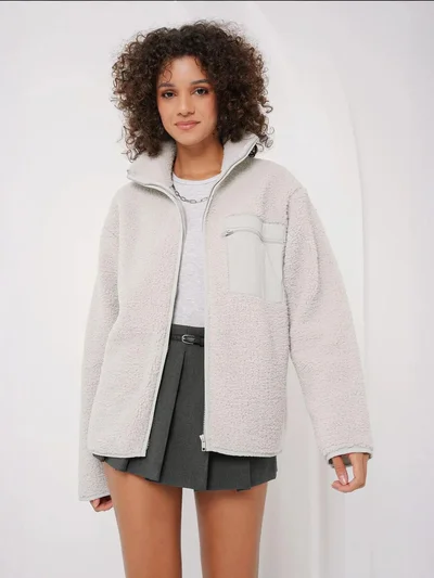 BIG DART BDART Pocket Detailed Oversized Plush Coat