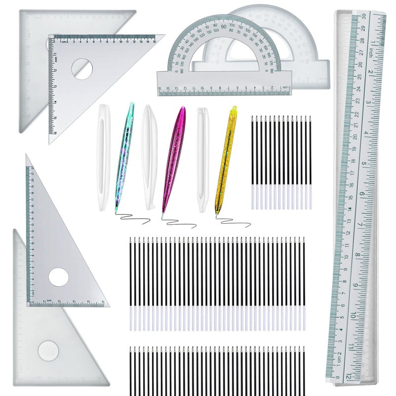 Yayatty Resin Pen Molds and Ruler Silicone Resin Molds Set 3 Style Ballpoint Pen Molds for Epoxy Resin with Ballpoint Refill Pens 4 Style Ruler Silicone Casting Molds for DIY Craft