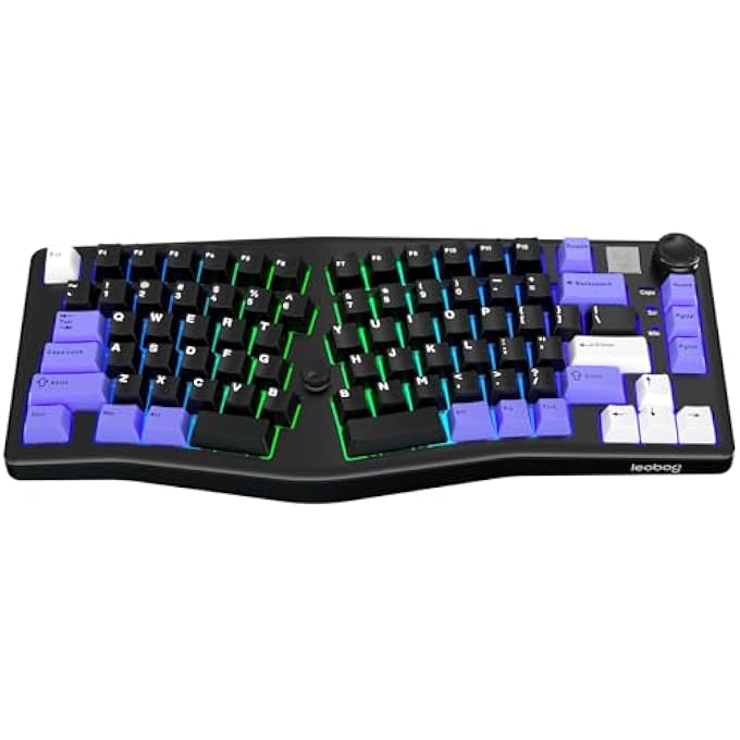 Leobog X LEOBOG A75 ALICE ERGONOMIC KEYBOARD, BT5.0/2.4G THREE MODE WIRELESS MECHANICAL GAMING KEYBOARD/WIRED WITH JOYSTICK AND KNOB, 75% DESIGN RGB BACKLIT SWITCHES - Image 1
