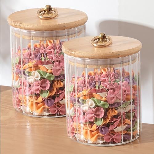 UMAI Borosilicate Glass Jar with Bamboo Lid | Kitchen Organizer Items and Storage | Multi-utility, Leakproof, Airtight Storage Jar for Cookies, Snacks, Tea, Coffee, Sugar | Set of 2 | 530ml | - Image 1