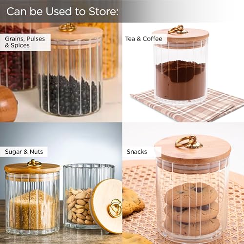 UMAI Borosilicate Glass Jar with Bamboo Lid | Kitchen Organizer Items and Storage | Multi-utility, Leakproof, Airtight Storage Jar for Cookies, Snacks, Tea, Coffee, Sugar | Set of 2 | 530ml | - Image 4