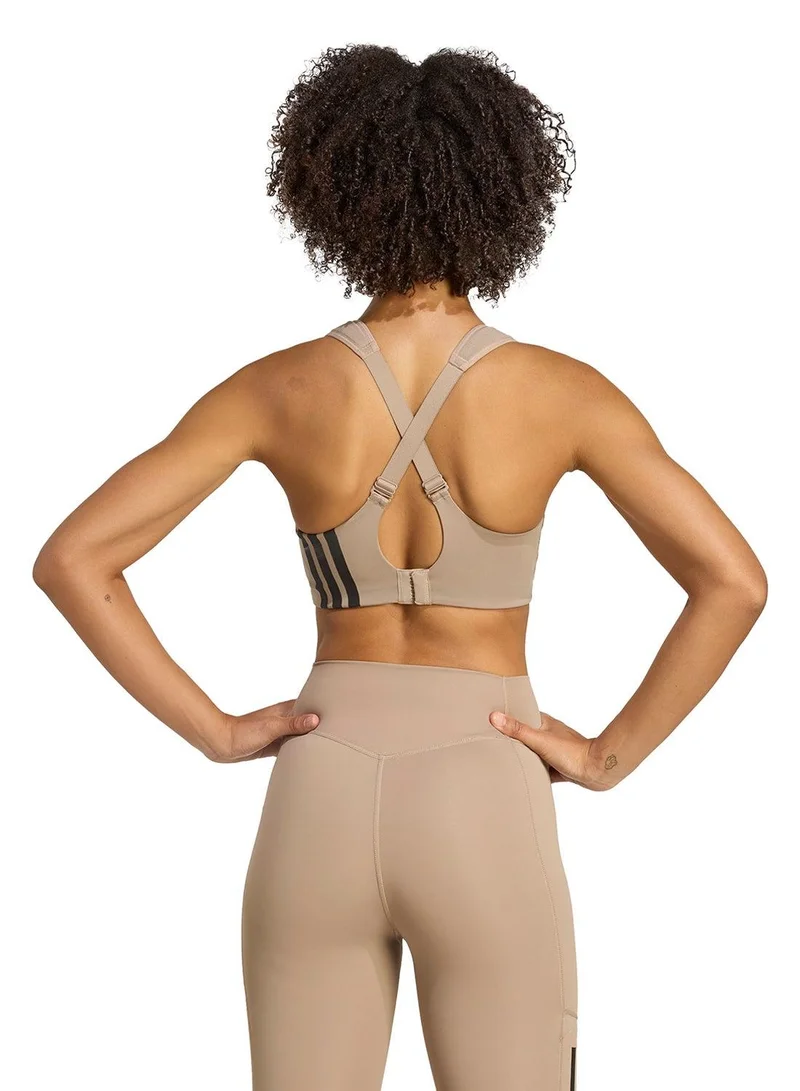 adidas حمالة صدر رياضية تلديم هس بنية - حمالة صدر عالية الدعم للنساء