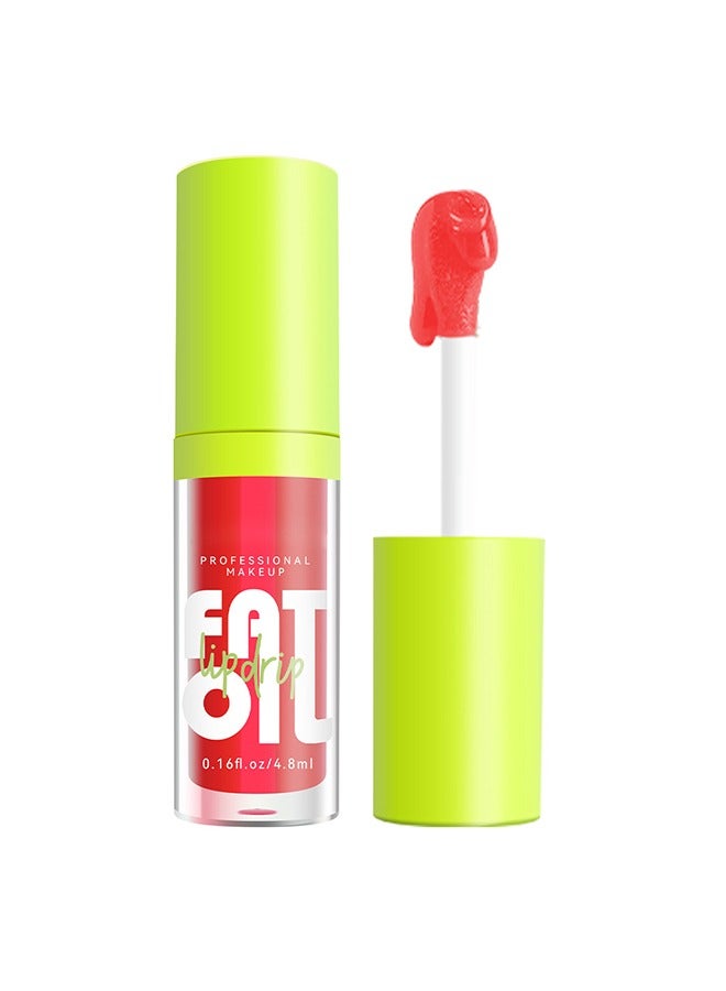 Julystar Plump Lips Fat Perks, Lip Glow Oil Deep Nourishing Moisturizing Glossy Long Lasting Lightweight Non Sticky Portable Lip Oil Lip Care to Fade Lines and Exfoliate Dead Skin for Women 4.8ml (#05) - Image 1