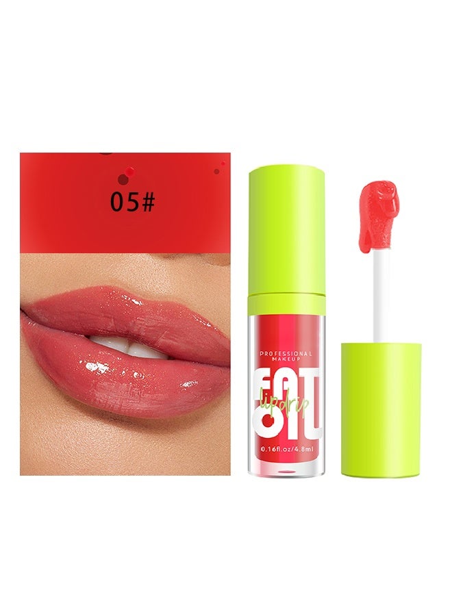 Julystar Plump Lips Fat Perks, Lip Glow Oil Deep Nourishing Moisturizing Glossy Long Lasting Lightweight Non Sticky Portable Lip Oil Lip Care to Fade Lines and Exfoliate Dead Skin for Women 4.8ml (#05) - Image 2