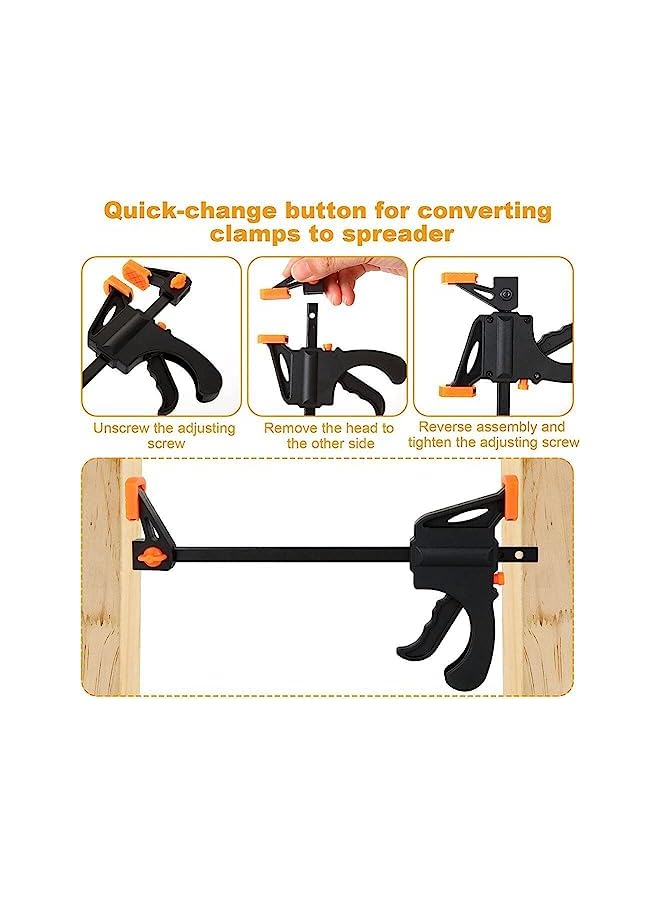 promass 4 Pcs Woodworking Clip,195 MM F Clamps Quick Release Practical Heavy Duty Carpenter Tools DIY Carpentry Hand Tool Kit Bar Clamp Spreader Rocker Clip for Wood Working - Image 2