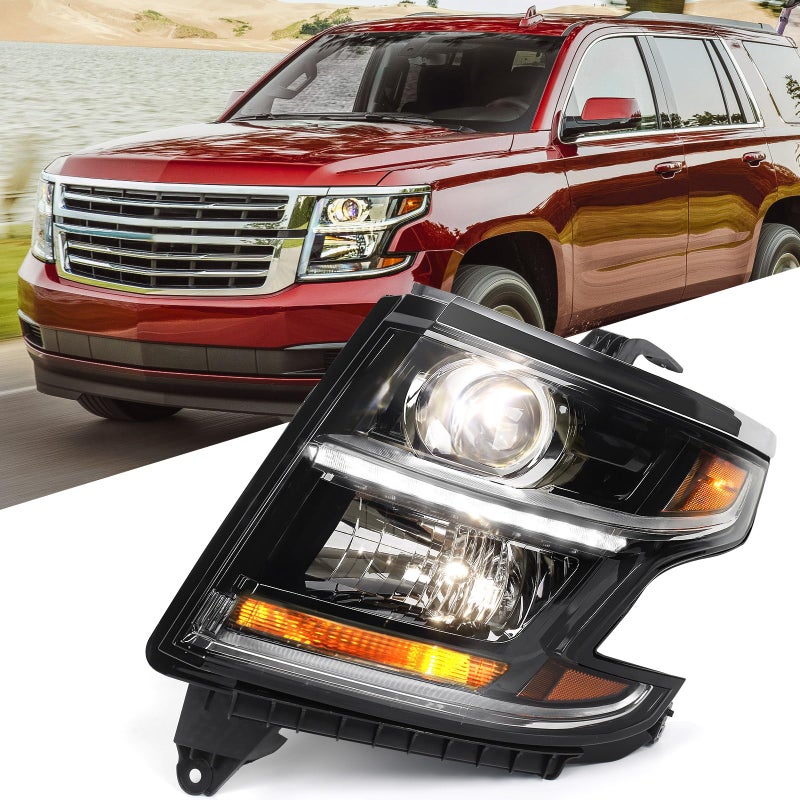 مجموعة مصابيح هالوجين هيد HID مناسبة لشيفروليه تاهو/سابربان 2015-2020 LH OE بروجيكتور زينون مع لمبات لاستبدال شيفروليه تاهو لجزء GM2502406 84582597 الجانب السائق
