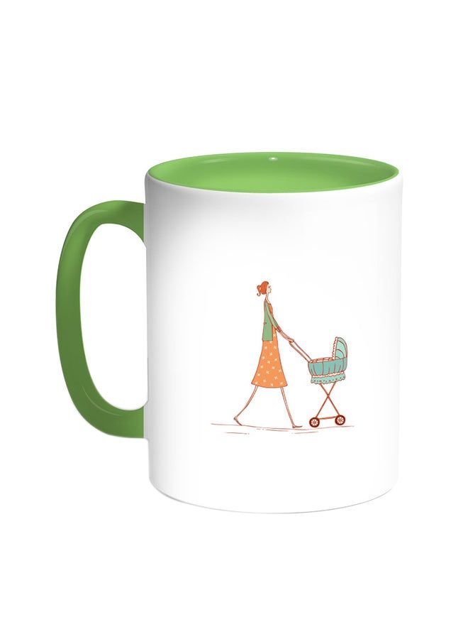 RKN Mother And Child Printed Coffee Mug Green/White 11ounce - Image 1