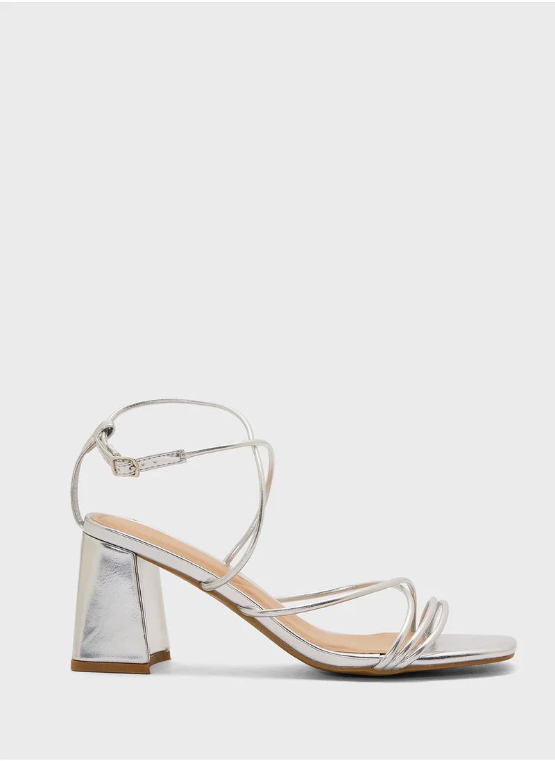 Truffle Flaire Block Heel Multi Strap Ankle Strap Block Heel Sandal