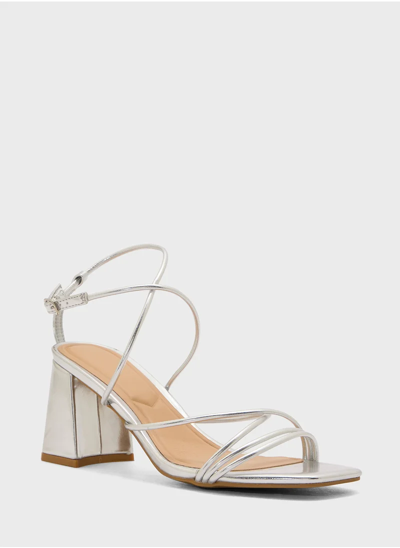 Truffle Flaire Block Heel Multi Strap Ankle Strap Block Heel Sandal