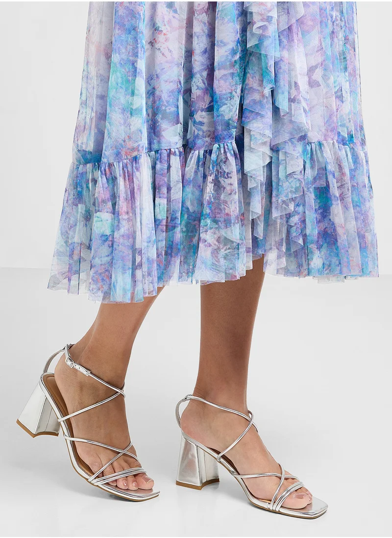 ترافل من نمشي Flaire Block Heel Multi Strap Ankle Strap Block Heel Sandal