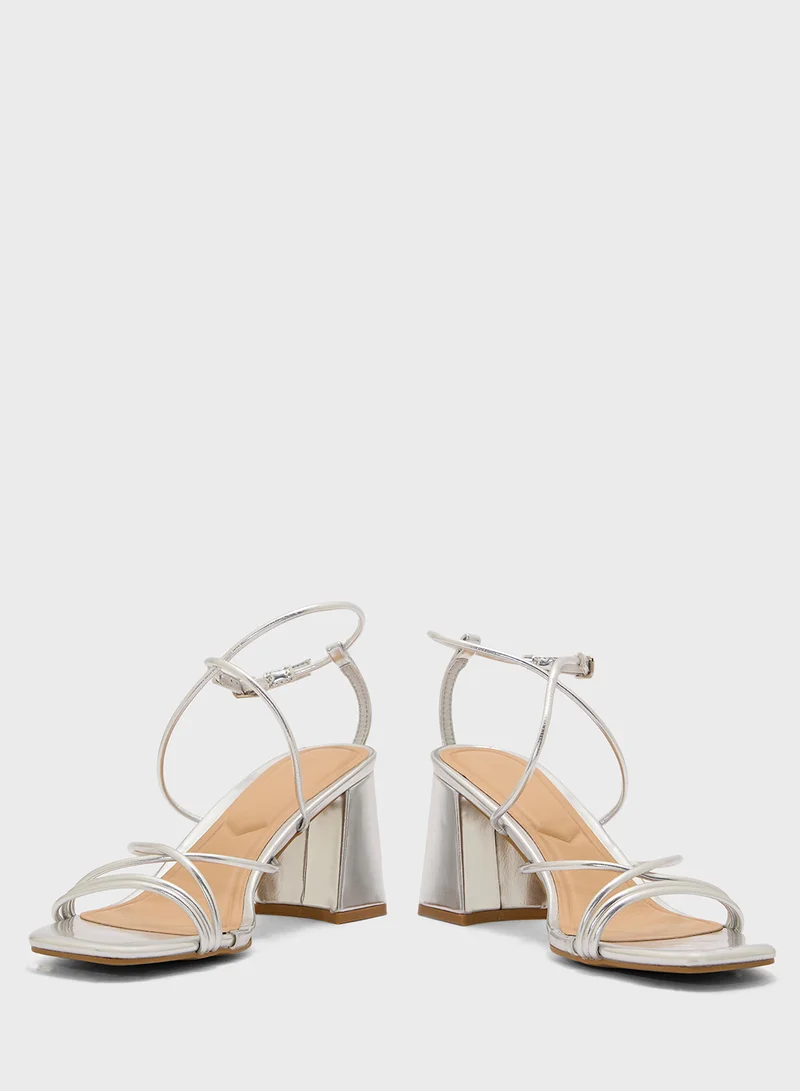 Truffle Flaire Block Heel Multi Strap Ankle Strap Block Heel Sandal