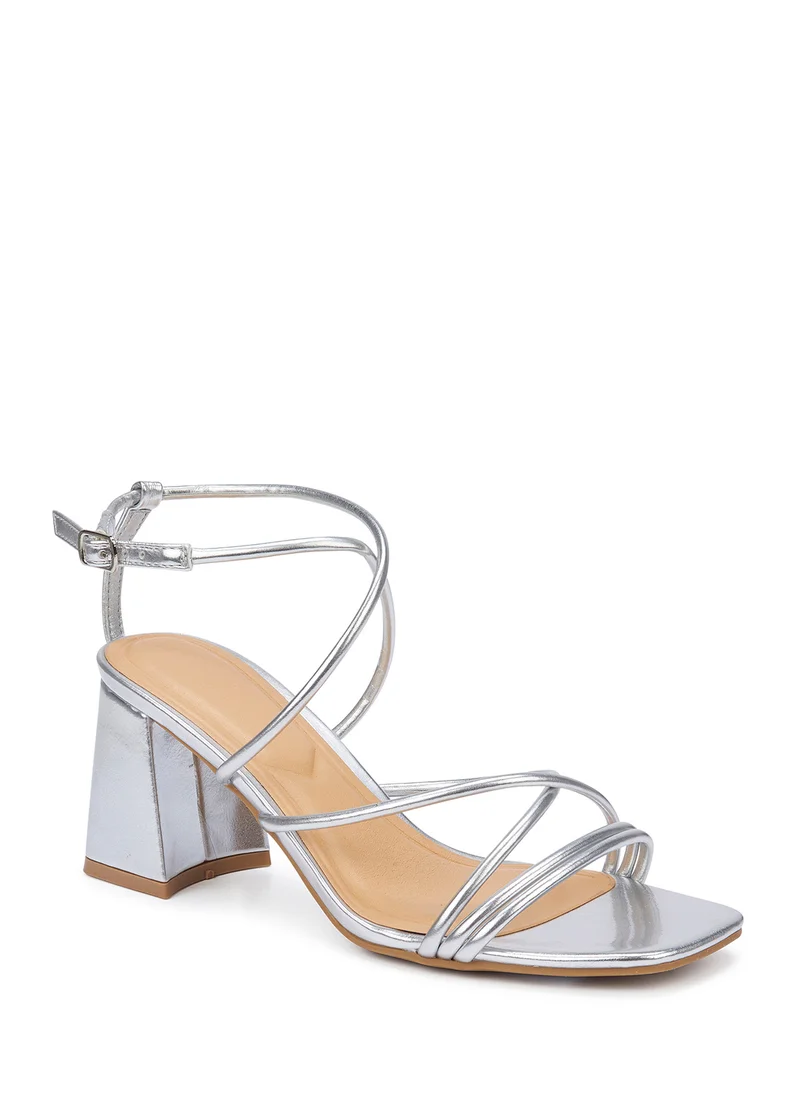 ترافل من نمشي Flaire Block Heel Multi Strap Ankle Strap Block Heel Sandal