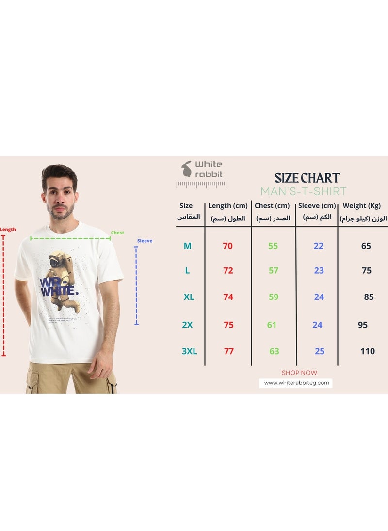 WHITE RABBIT - White Rabbit Space Printed Slip On Round Neck T-Shirt - Image 1